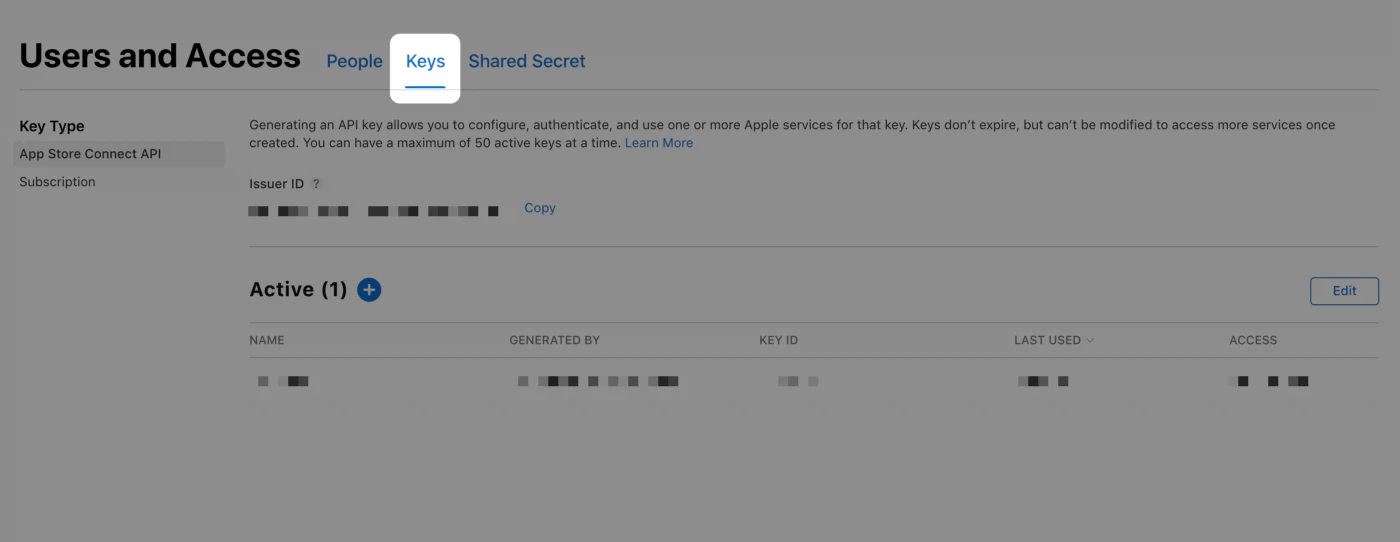 App Store Connect API Keys